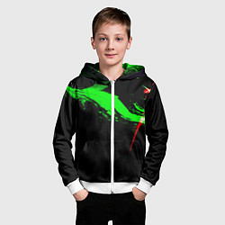 Толстовка на молнии детская Color black green red, цвет: 3D-белый — фото 2