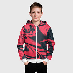 Толстовка на молнии детская Color black red, цвет: 3D-белый — фото 2