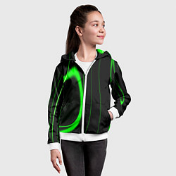 Толстовка на молнии детская Color green light green black, цвет: 3D-белый — фото 2