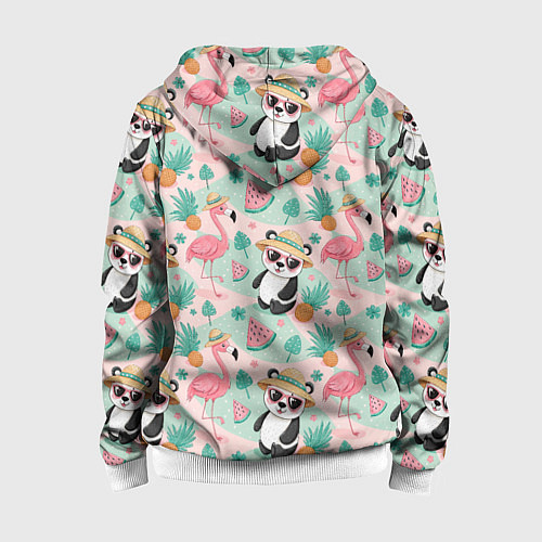 Детская толстовка на молнии Панда фламинго лето ананас / 3D-Белый – фото 2