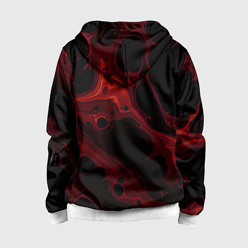 Детская толстовка на молнии Черно-красная размытая абстракция / 3D-Белый – фото 2