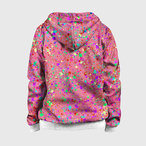 Детская толстовка на молнии Розовый с разноцветными брызгами / 3D-Белый – фото 2