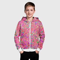 Толстовка на молнии детская Розовый с разноцветными брызгами, цвет: 3D-белый — фото 2