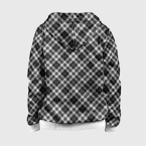 Детская толстовка на молнии Косая черно белая клетка / 3D-Белый – фото 2