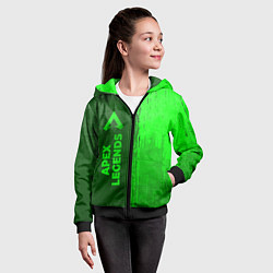 Толстовка на молнии детская Apex Legends - green gradient по-вертикали, цвет: 3D-черный — фото 2