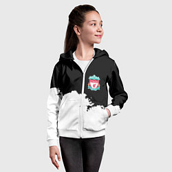 Толстовка на молнии детская Liverpool черно белый, цвет: 3D-белый — фото 2