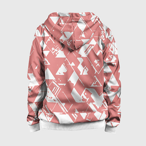 Детская толстовка на молнии Розовый с белыми вставками абстрактный / 3D-Белый – фото 2