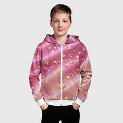 Толстовка на молнии детская Золотинки на розовой текстуре, цвет: 3D-белый — фото 2