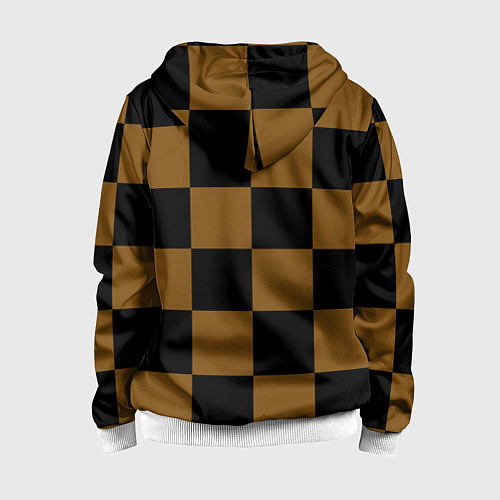 Детская толстовка на молнии Шахматные фигуры на коричнево-черной доске / 3D-Белый – фото 2