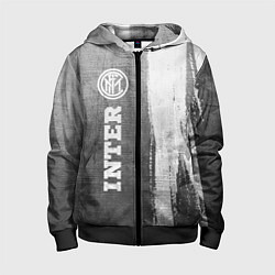 Толстовка на молнии детская Inter - grey gradient по-вертикали, цвет: 3D-черный