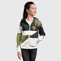 Толстовка на молнии детская Porsche эмблема, цвет: 3D-белый — фото 2