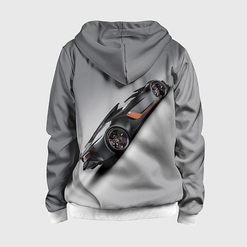 Детская толстовка на молнии Lamborghini - racing car / 3D-Белый – фото 2
