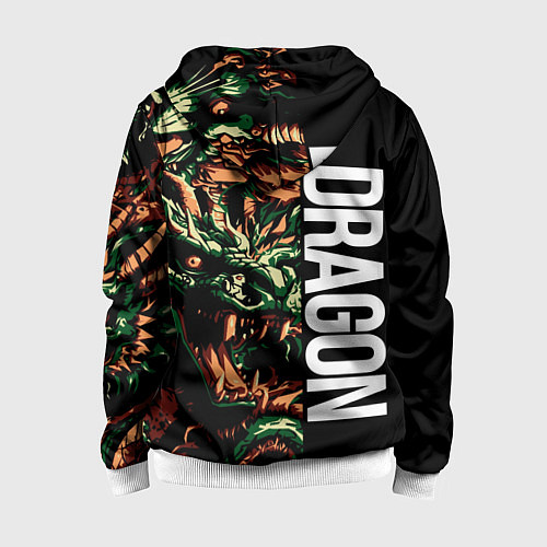 Детская толстовка на молнии Татуировка дракона ирезуми / 3D-Белый – фото 2