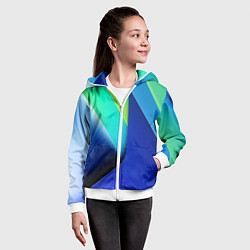 Толстовка на молнии детская Color blue green, цвет: 3D-белый — фото 2