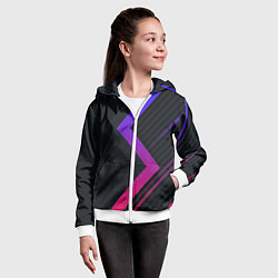 Толстовка на молнии детская Color black line, цвет: 3D-белый — фото 2