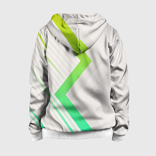Детская толстовка на молнии Color white line green / 3D-Белый – фото 2