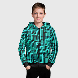 Толстовка на молнии детская Неоновый голубой объёмный эффект, цвет: 3D-черный — фото 2