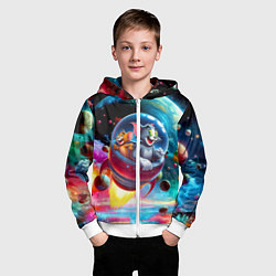 Толстовка на молнии детская Том и Джерри летят в ракете - нейроарт, цвет: 3D-белый — фото 2