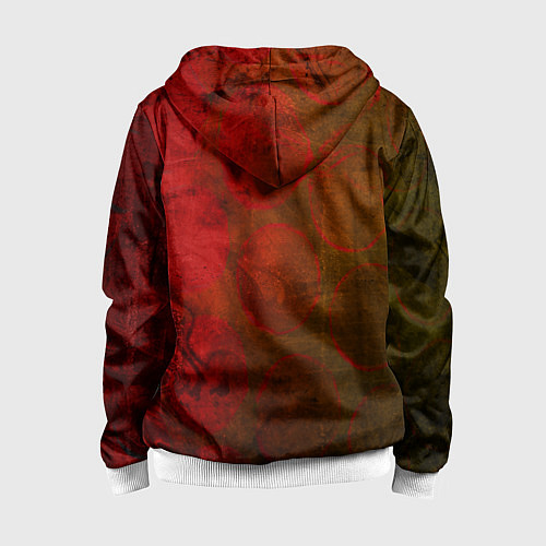 Детская толстовка на молнии Абстракция - green circles in red / 3D-Белый – фото 2