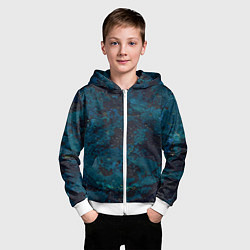 Толстовка на молнии детская Черно-синий бетон, цвет: 3D-белый — фото 2