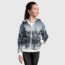 Толстовка на молнии детская Небоскребы и скалы, цвет: 3D-белый — фото 2
