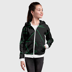 Толстовка на молнии детская Color light green line, цвет: 3D-белый — фото 2