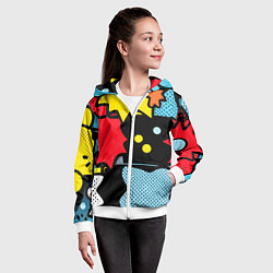 Толстовка на молнии детская Поп абстракция, цвет: 3D-белый — фото 2