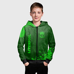Толстовка на молнии детская Liverpool - green gradient вертикально, цвет: 3D-черный — фото 2
