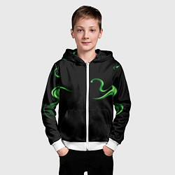 Толстовка на молнии детская The color is light green abstraction, цвет: 3D-белый — фото 2