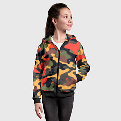 Толстовка на молнии детская Разноцветный праздничный камуфляж, цвет: 3D-черный — фото 2