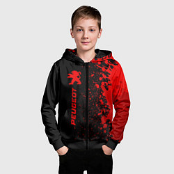 Толстовка на молнии детская Peugeot - red gradient по-вертикали, цвет: 3D-черный — фото 2