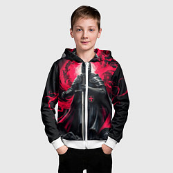 Толстовка на молнии детская Рыцарь-крестоносец ордена красной звезды, цвет: 3D-белый — фото 2