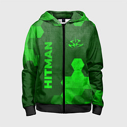 Толстовка на молнии детская Hitman - green gradient вертикально, цвет: 3D-черный