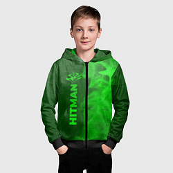 Толстовка на молнии детская Hitman - green gradient по-вертикали, цвет: 3D-черный — фото 2