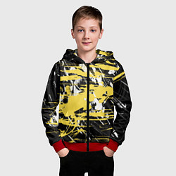 Толстовка на молнии детская Желтая краска на черном, цвет: 3D-красный — фото 2