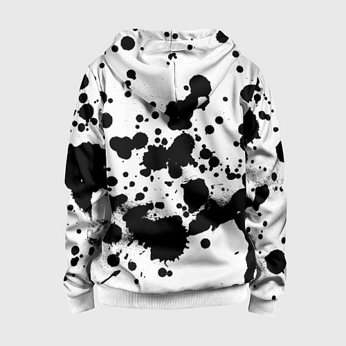 Детская толстовка на молнии Брызги черной краски / 3D-Белый – фото 2