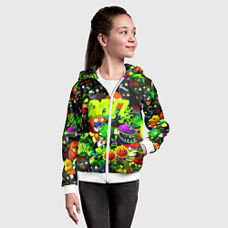 Толстовка на молнии детская Dayz растения против зомби, цвет: 3D-белый — фото 2