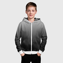 Толстовка на молнии детская Текстурированный градиент тёмно-серый, цвет: 3D-белый — фото 2