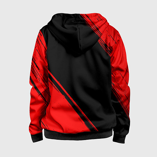 Детская толстовка на молнии BYD - red gradient вертикально / 3D-Черный – фото 2