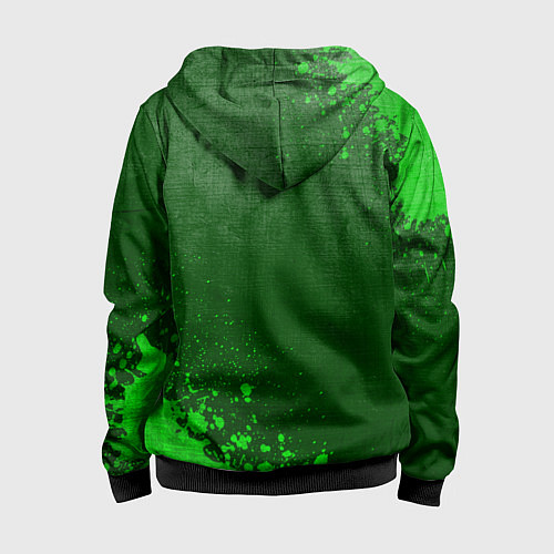 Детская толстовка на молнии Porsche - green gradient вертикально / 3D-Черный – фото 2