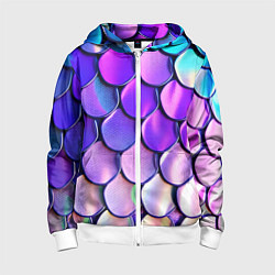 Толстовка на молнии детская Мазки краски с градиентом, цвет: 3D-белый