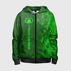 Детская толстовка на молнии Great Wall - green gradient по-вертикали