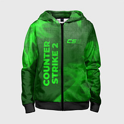 Толстовка на молнии детская Counter Strike 2 - green gradient вертикально, цвет: 3D-черный