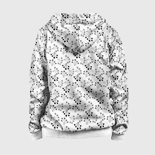 Детская толстовка на молнии Черно белый ягодный узор ретро / 3D-Белый – фото 2