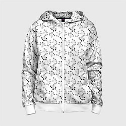 Толстовка на молнии детская Черно белый ягодный узор ретро, цвет: 3D-белый