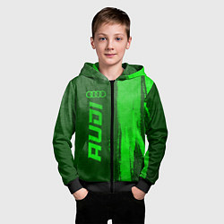 Толстовка на молнии детская Audi - green gradient по-вертикали, цвет: 3D-черный — фото 2