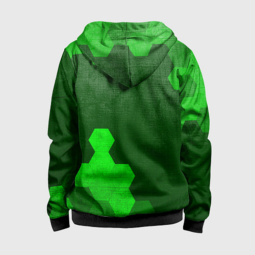 Детская толстовка на молнии Honda - green gradient вертикально / 3D-Черный – фото 2