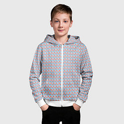 Толстовка на молнии детская Красно-синие фигуры на белом фоне, цвет: 3D-белый — фото 2