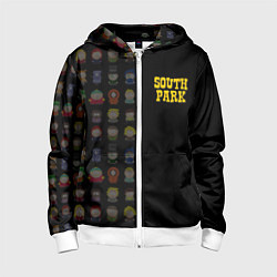Толстовка на молнии детская South park half pattern, цвет: 3D-белый