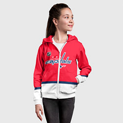 Толстовка на молнии детская Вашингтон Кэпиталз хоккей, цвет: 3D-белый — фото 2
